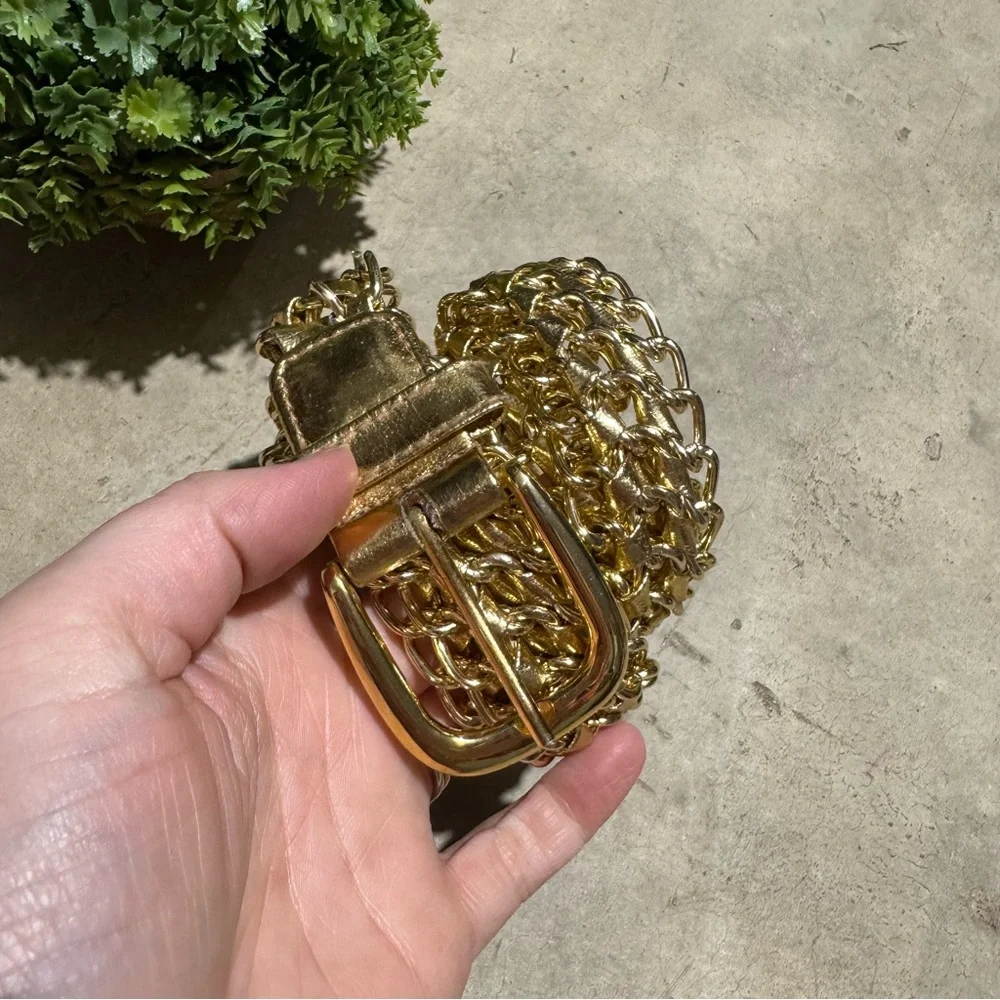Gold Braided Leather Statement Belt Women OS Festival‎ Concert Glam Formal